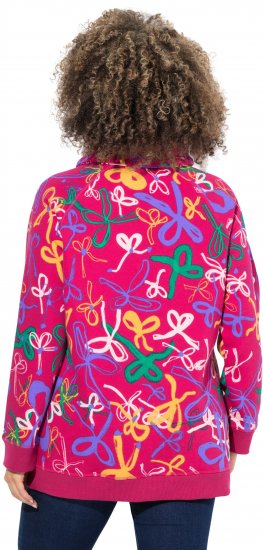 Ulla Popken Ribbon Print Turtleneck Sweatshirt Cherry Red - Суичъри & cуичъри с качулка - 