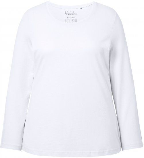 Ulla Popken Basic Round Neck Long Sleeve Slim Fit Cotton Tee Snow White - Поли - 