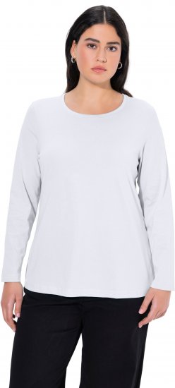 Ulla Popken Basic Round Neck Long Sleeve Slim Fit Cotton Tee Snow White - Поли - 