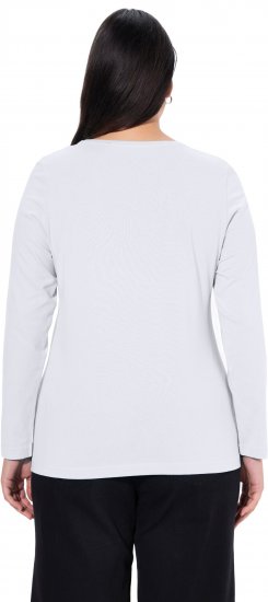 Ulla Popken Basic Round Neck Long Sleeve Slim Fit Cotton Tee Snow White - Поли - 