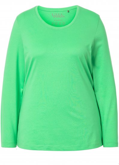 Ulla Popken Basic Round Neck Long Sleeve Slim Fit Cotton Tee Mint Green - Тениски - 