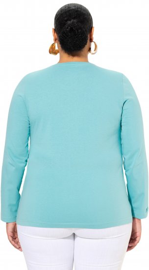 Ulla Popken Basic Round Neck Long Sleeve Slim Fit Cotton Tee Mint - Тениски - 