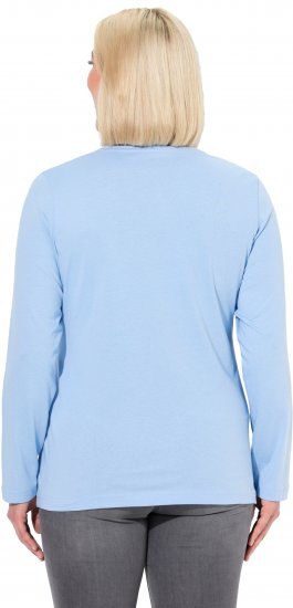 Ulla Popken Basic Round Neck Long Sleeve Slim Fit Cotton Tee Light Blue - Тениски - 