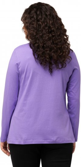 Ulla Popken Basic Round Neck Long Sleeve Slim Fit Cotton Tee Pale Lilac - Тениски - 