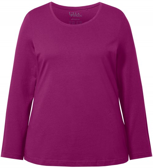 Ulla Popken Basic Round Neck Long Sleeve Slim Fit Cotton Tee Berry - Тениски - 