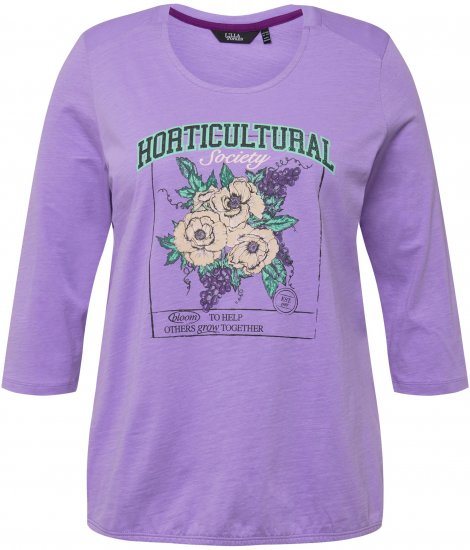 Ulla Popken Horticultural Graphic Floral Tee Pale Lilac - Печатни тениски за жени - 