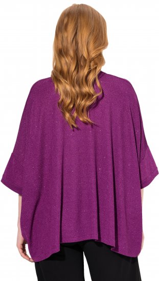 Ulla Popken Sparkling Draped Collared Tee Mulberry - Печатни тениски за жени - 