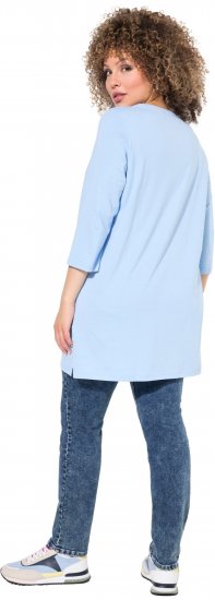Ulla Popken Floral Motif 3/4 Sleeve Tunic Tee Light Blue - Печатни тениски за жени - 