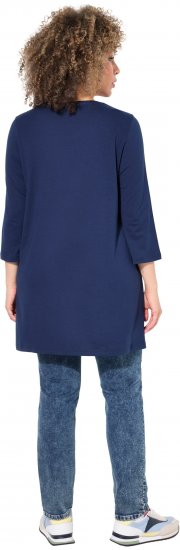 Ulla Popken Floral Motif 3/4 Sleeve Tunic Tee Ink Blue - Печатни тениски за жени - 