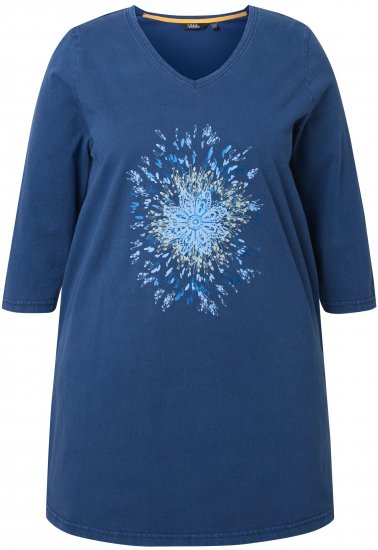 Ulla Popken Dandelion Short Sleeve Graphic Tee Ink Blue - Печатни тениски за жени - 