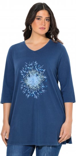 Ulla Popken Dandelion Short Sleeve Graphic Tee Ink Blue - Печатни тениски за жени - 