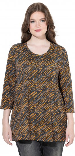 Ulla Popken Graphic Print 3/4 Sleeve Tee Neon Orange - Печатни тениски за жени - 