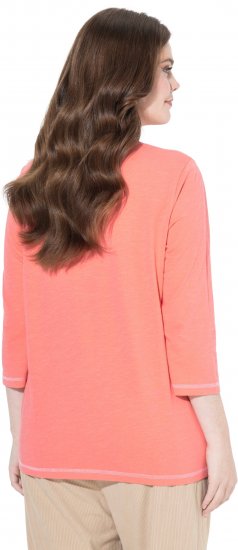 Ulla Popken Make It Amazing 3/4 Sleeve Graphic Tee Coral - Печатни тениски за жени - 