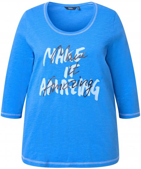Ulla Popken Make It Amazing 3/4 Sleeve Graphic Tee Pacific Blue - Печатни тениски за жени - 