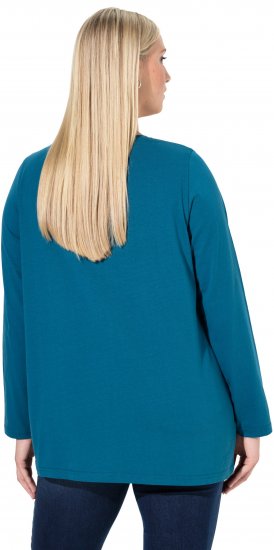 Ulla Popken Fawn Long Sleeve Graphic Tee Teal - Печатни тениски за жени - 