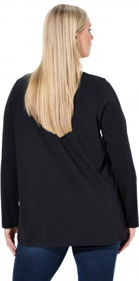 Ulla Popken Sequined Puppy Long Sleeve Graphic Tee Black - Печатни тениски за жени - 
