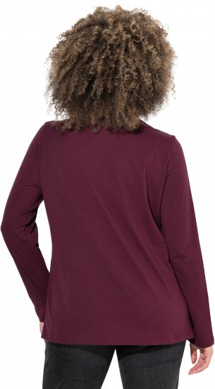 Ulla Popken Holiday Long Sleeve Graphic Tee Plum - Печатни тениски за жени - 