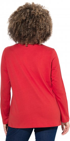 Ulla Popken Holiday Long Sleeve Graphic Tee Salsa Red - Печатни тениски за жени - 