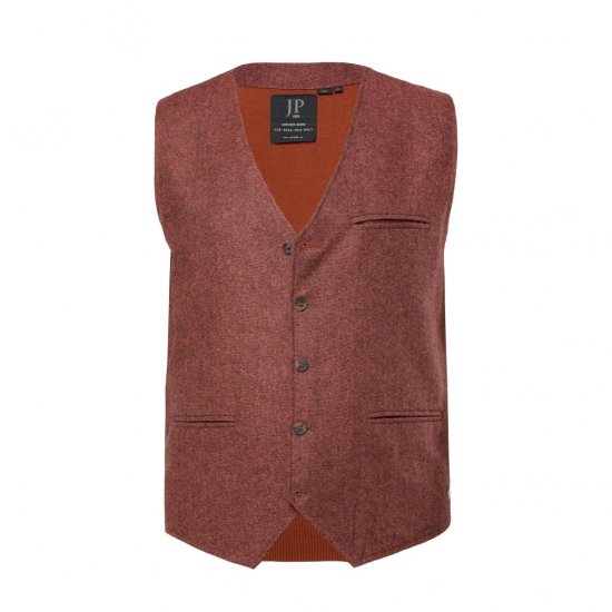 JP1880 Tweed Waistcoat Wool Brick Red - Елеци - Елеци в големи размери