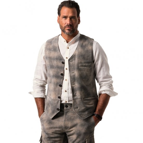 JP1880 Vest Traditional Cowhide Graphite Grey - Trachten & Oktoberfest - Октоберфест облекло в големи размери (Trachten)