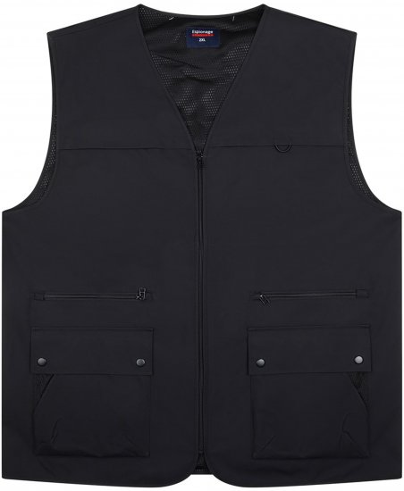 Espionage JT126 Multi Pocket Utility Gilet Black - Елеци - Елеци в големи размери