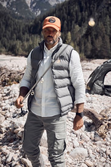 JP1880 Quilted Vest Outdoor Stand-up Collar Grey - Якета - мъжки якета големи размери