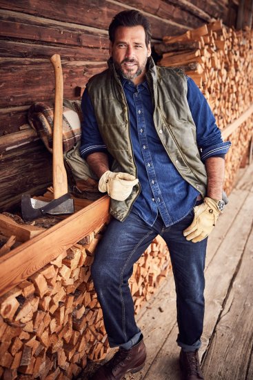 JP1880 Quilted Gilet Vintage Leather Green - Якета - мъжки якета големи размери