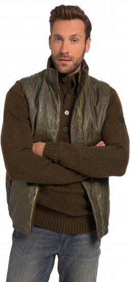 JP1880 Quilted Gilet Vintage Leather Green - Якета - мъжки якета големи размери