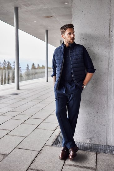 JP1880 Quilted Vest Techno Down Padding Navy - Якета - мъжки якета големи размери