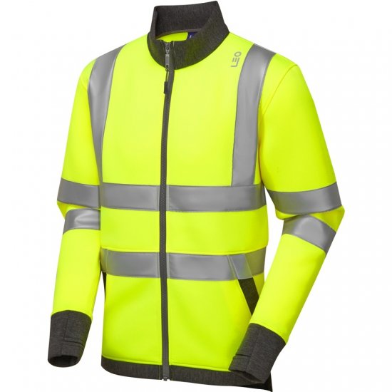 Leo Arganite Ecoviz Zipped Sweatshirt Hi-Vis Yellow - Работно облекло - мъжки работно облекло големи размери