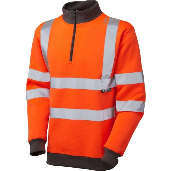 Leo Brynsworthy Ecoviz 1/4 Zip Sweatshirt Hi-Vis Orange - Работно облекло - мъжки работно облекло големи размери