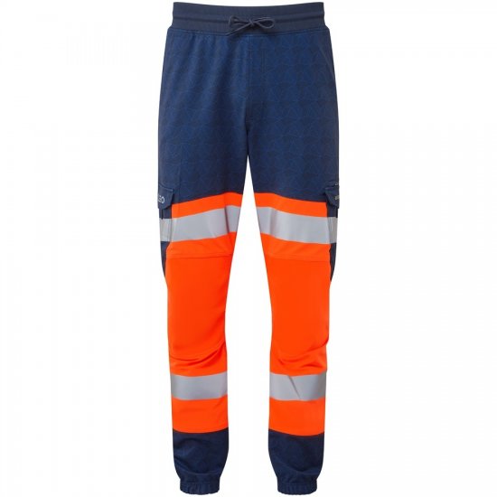Leo Hawkridge Ecoviz High Performance 4X Stretch Trouser Hi-Vis Orange/Navy Print - Работно облекло - мъжки работно облекло големи размери