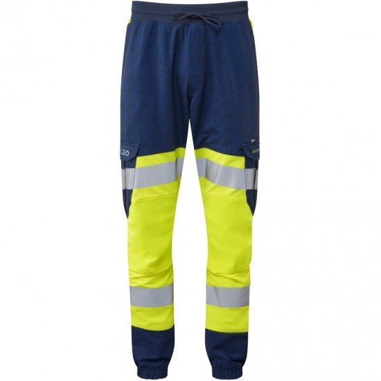Leo Hawkridge Ecoviz High Performance 4X Stretch Trouser Hi-Vis Yellow/Navy Print - Работно облекло - мъжки работно облекло големи размери