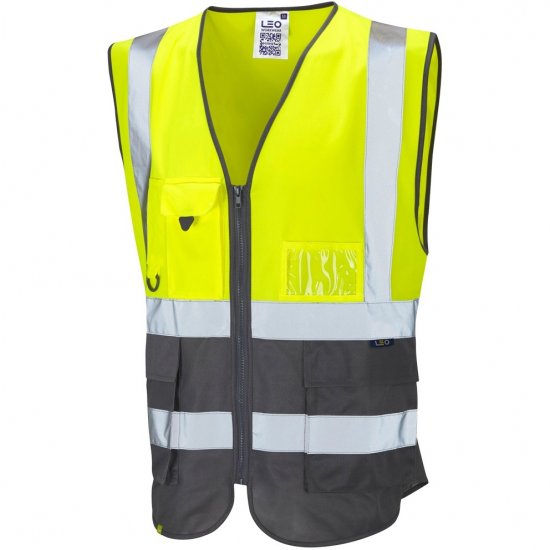 Leo Lynton Ecoviz Superior Waistcoat Hi-Vis Yellow/Grey - Работно облекло - мъжки работно облекло големи размери