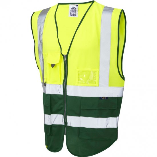 Leo Lynton Ecoviz Superior Waistcoat Hi-Vis Yellow/Green - Работно облекло - мъжки работно облекло големи размери
