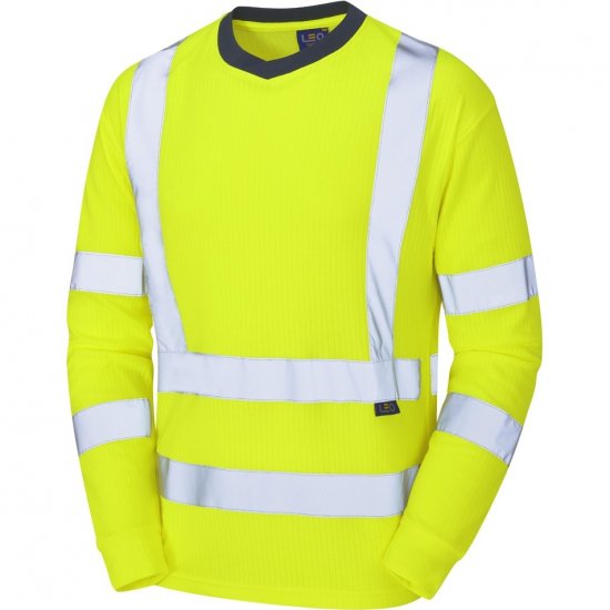 Leo Riverton Ecoviz Comfort Sleeved T-Shirt Hi-Vis Yellow - Работно облекло - мъжки работно облекло големи размери