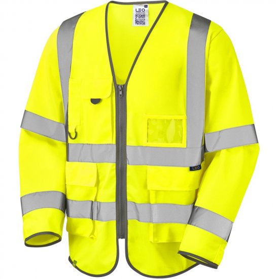 Leo Wrafton Ecoviz Superior Sleeved Waistcoat Hi-Vis Yellow - Работно облекло - мъжки работно облекло големи размери