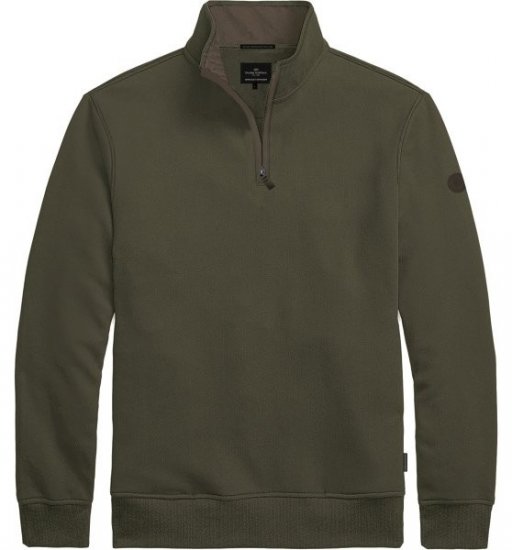 Double Outfitters MTOP-1163 Суитшърт с къс цип Каки - Суичъри & cуичъри с качулка - мъжки суичъри големи размери