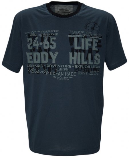EDDY HILLS Life T-shirt Navy - Тениски - мъжки тениски големи размери