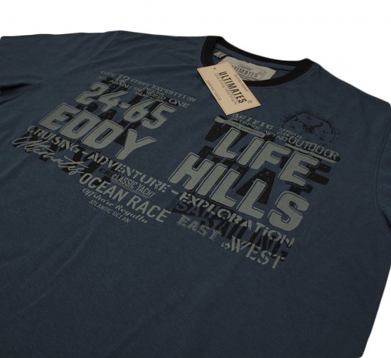 EDDY HILLS Life T-shirt Navy - Тениски - мъжки тениски големи размери