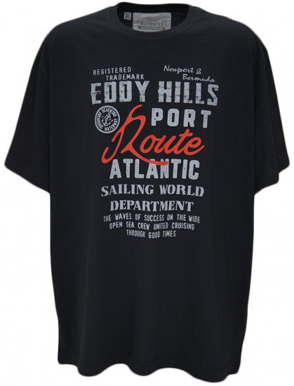 EDDY HILLS Atlantic T-shirt Black - Тениски - мъжки тениски големи размери
