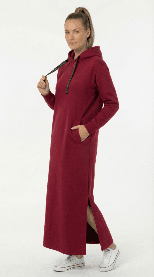 Nora Mikken MARTINA Maxi Hoodie Dress Burgundy - ДАМСКИ ДРЕХИ XS-XXL - 