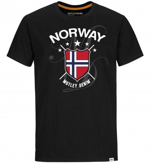 Motley Denim Norway T-shirt Black - Тениски - мъжки тениски големи размери