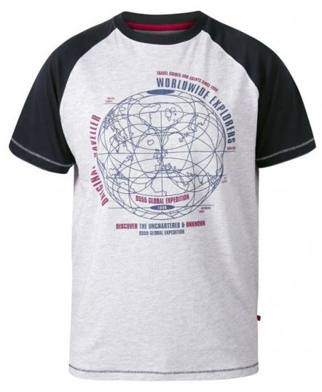 D555 Obama Worldwide Explorers T-Shirt Off White Marl - Тениски - мъжки тениски големи размери
