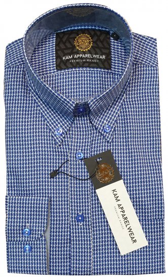 Kam Jeans P001 Long Sleeve Premium Shirt Blue - Ризи - мъжки ризи големи размери