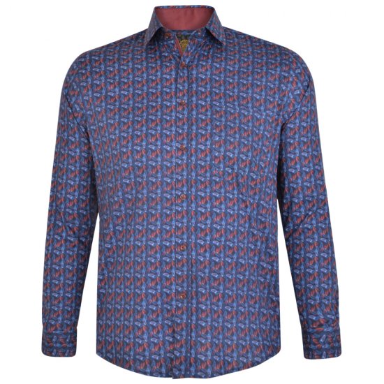 Kam Jeans P005 LS Digital Leaf Print Shirt - Ризи - мъжки ризи големи размери