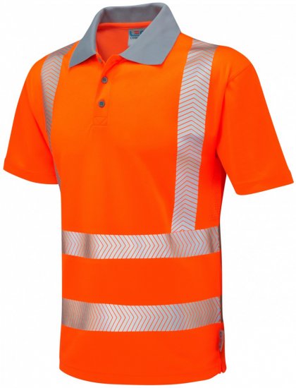Leo Woolacombe Coolviz Plus Polo Hi-Vis Orange - Работно облекло - мъжки работно облекло големи размери