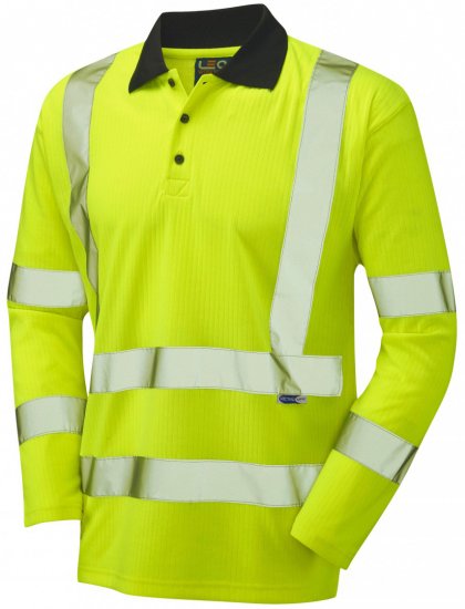 Leo Swimbridge Comfort L/S Polo Shirt Hi-Vis Yellow - Работно облекло - мъжки работно облекло големи размери