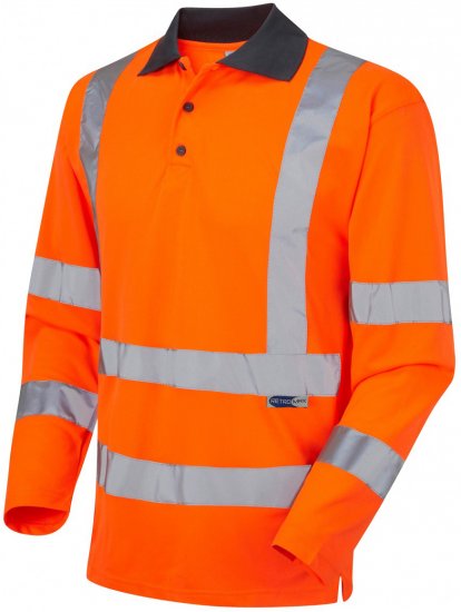 Leo Woolsery Coolviz L/S Polo Shirt Hi-Vis Orange - Работно облекло - мъжки работно облекло големи размери