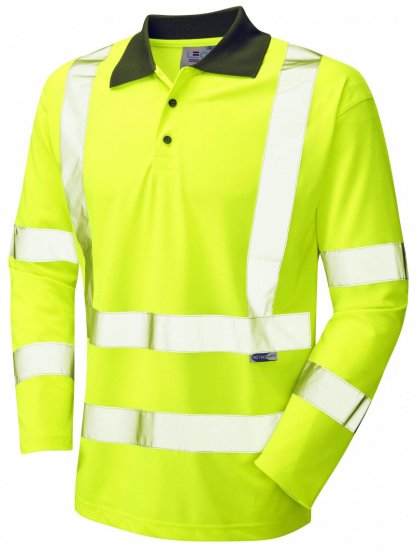 Leo Woolsery Coolviz L/S Polo Shirt Hi-Vis Yellow - Работно облекло - мъжки работно облекло големи размери